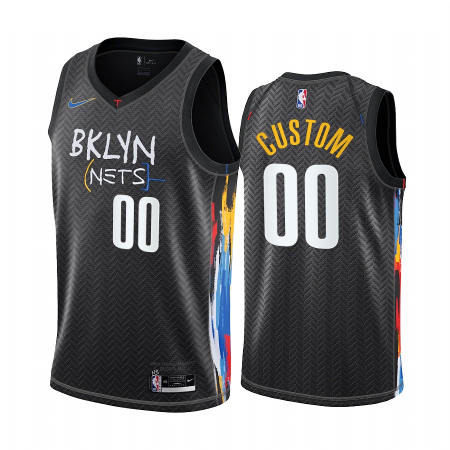 Custom Brooklyn Nets Black City Edition Honor Basquiat 2020-21 Jersey