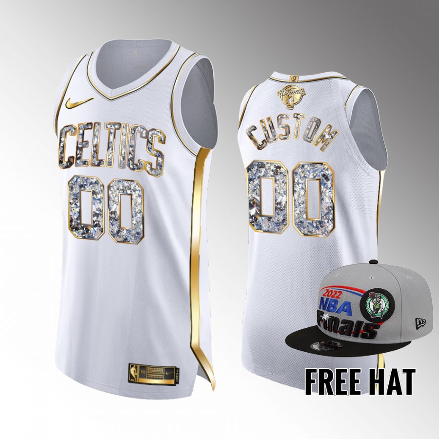 Custom Celtics #00 2022 Eastern Conference Champions Jersey White Diamond