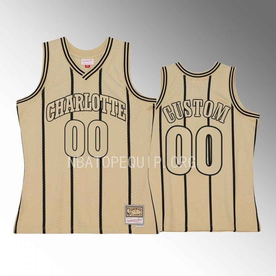 Custom Charlotte Hornets Khaki Black Hardwood Classics Swingman #00 Jersey