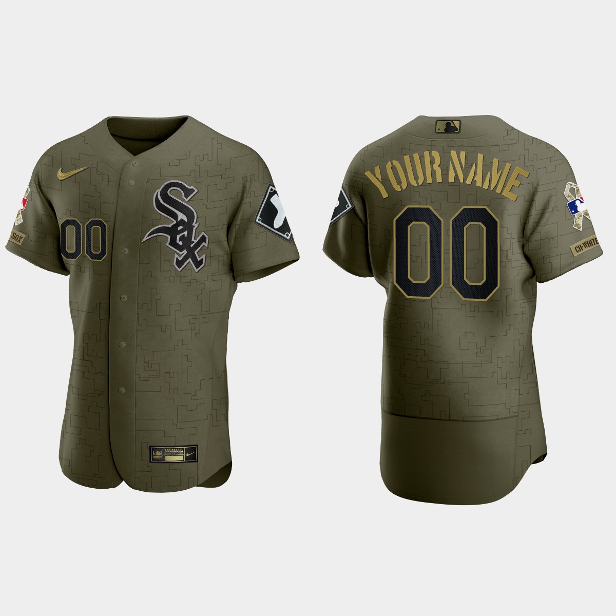 Custom Chicago White Sox 2021 Salute to Service Digital Camo Jersey - Green
