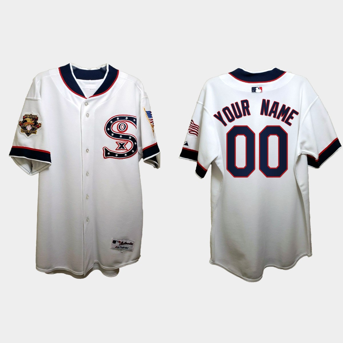Custom Chicago White Sox Independence Day 1917 Throwback Jersey - White