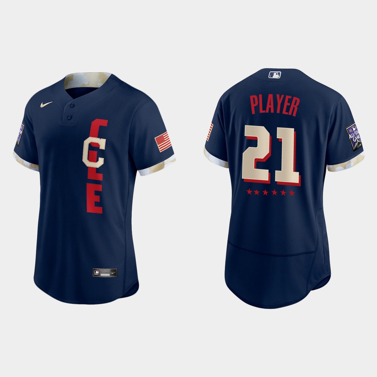 Custom Cleveland Indians 2021 MLB All-Star Game Jersey - Navy