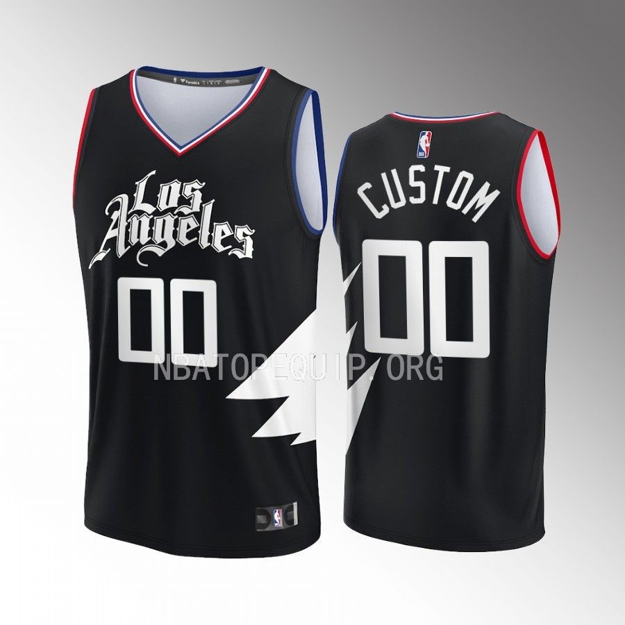 Custom Clippers #00 Black Jersey Fast Break Fast Break Player 2022-23 Statement Edition