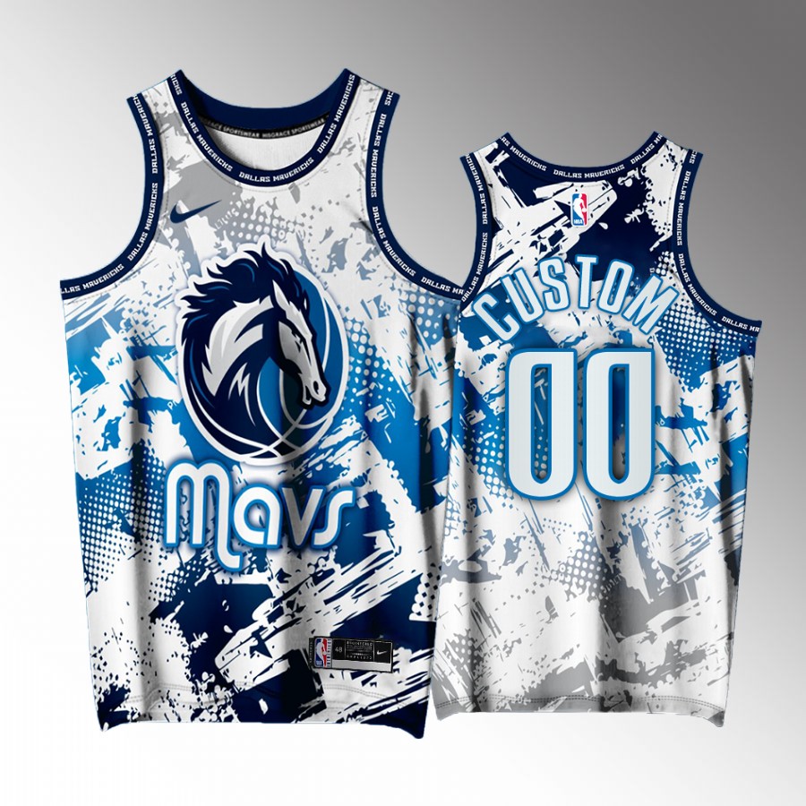 Custom Dallas Mavericks White #00 Jersey Splash City Exclusive Edition
