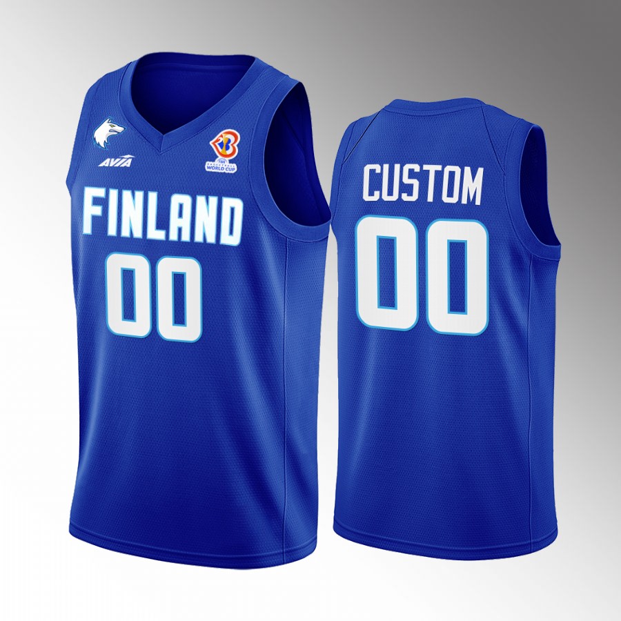 Custom Finland 2022 FIBA  World Cup Blue Jersey Away #00