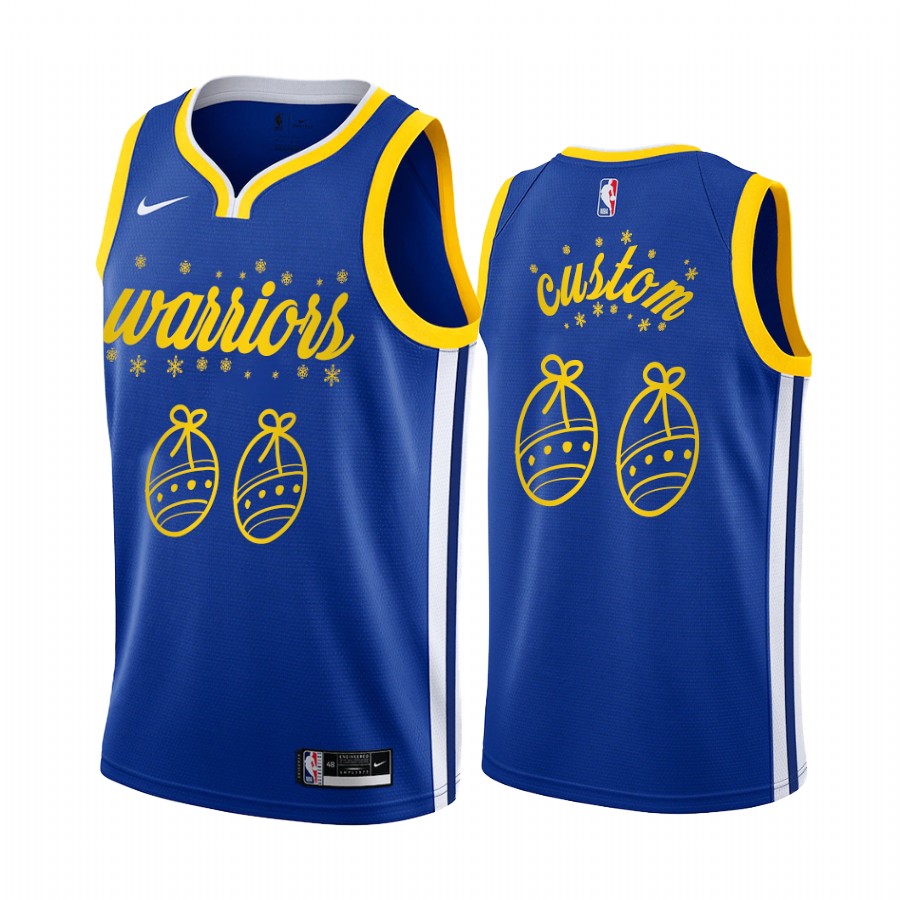 Custom Golden State Warriors 2020 Christmas Night Royal Jersey Festive Special Edition