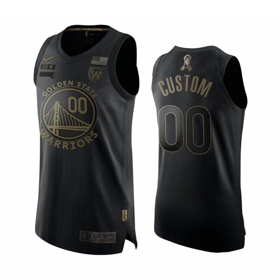 Custom Golden State Warriors 2020 Salute To Service Black Jersey