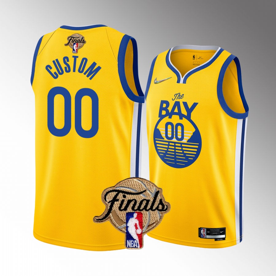 Custom Golden State Warriors 2022 NBA Finals Jersey Gold #00 Diamond Badge Dub