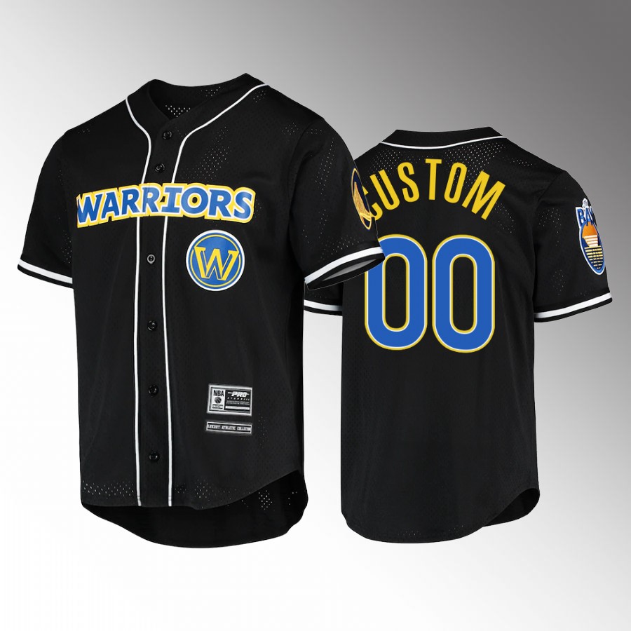 Custom Golden State Warriors Baseball Shirt #00 Black Button-Up Jersey