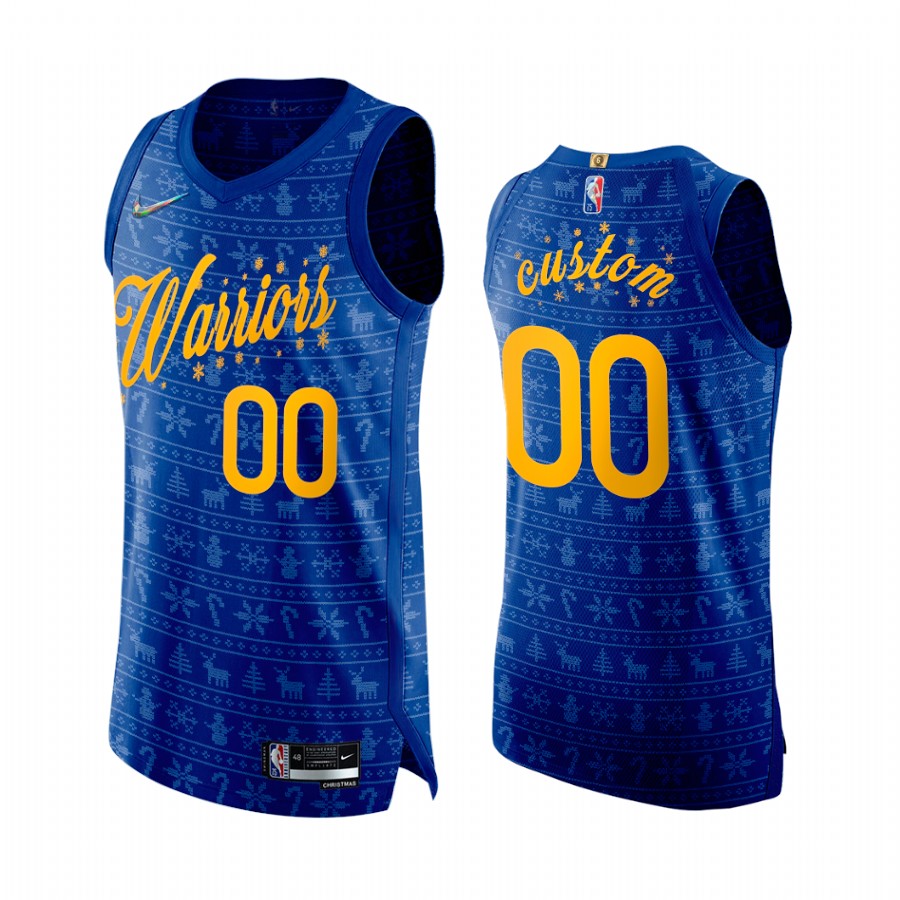 Custom Golden State Warriors Royal Christmas Eve Jersey 75th Anniversary