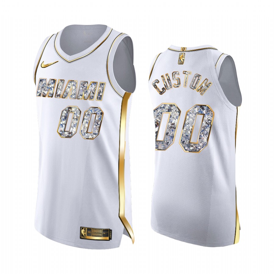 Custom Heat #00 2022 NBA Playoffs Jersey White Diamond Edition