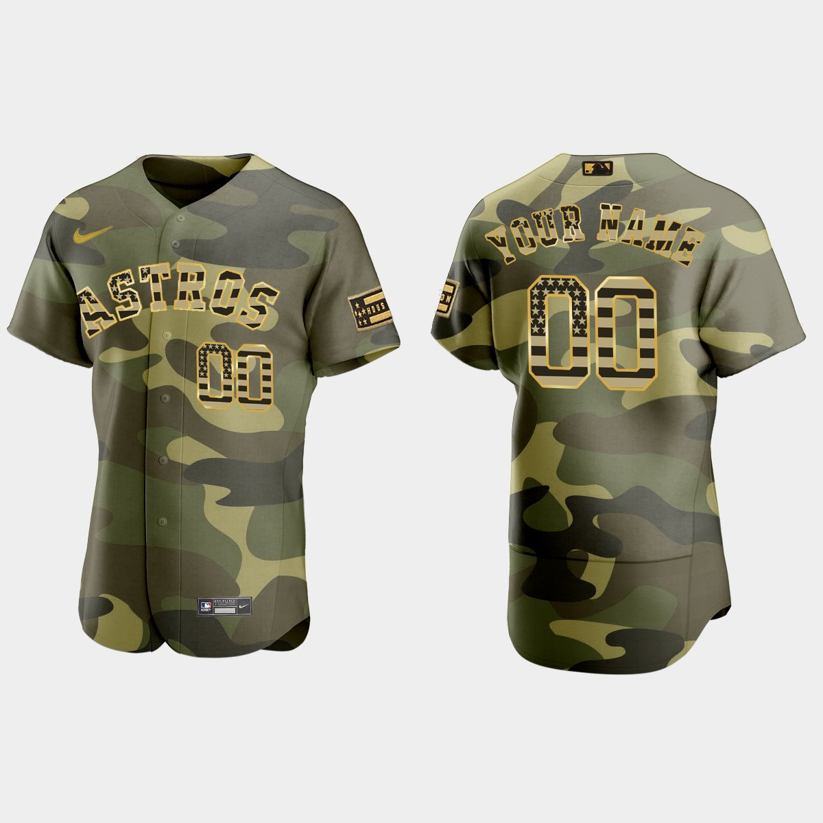 Custom Houston Astros 2022 Armed Forces Day Jersey - Camo