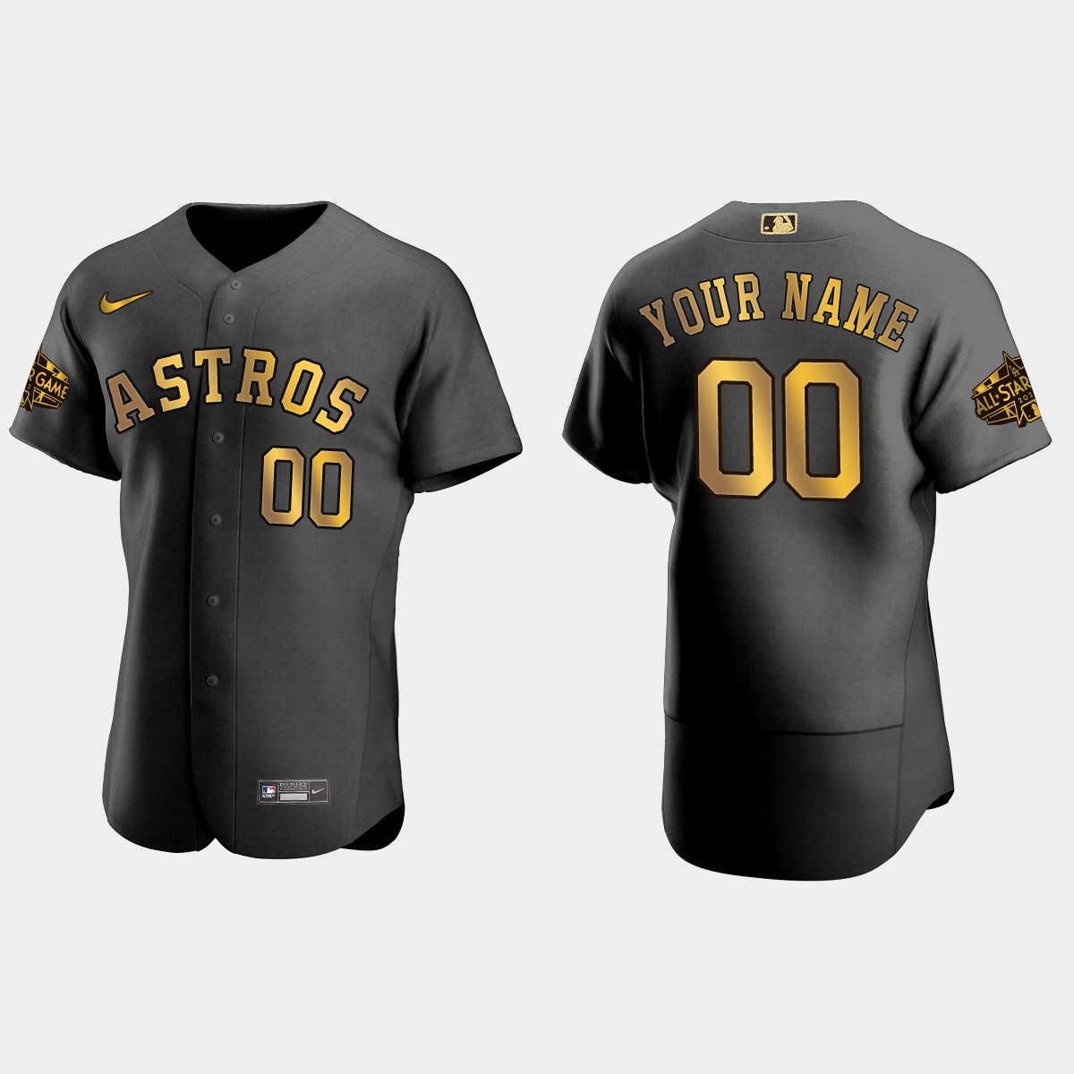 Custom Houston Astros 2022 MLB All-Star Game Jersey - Black