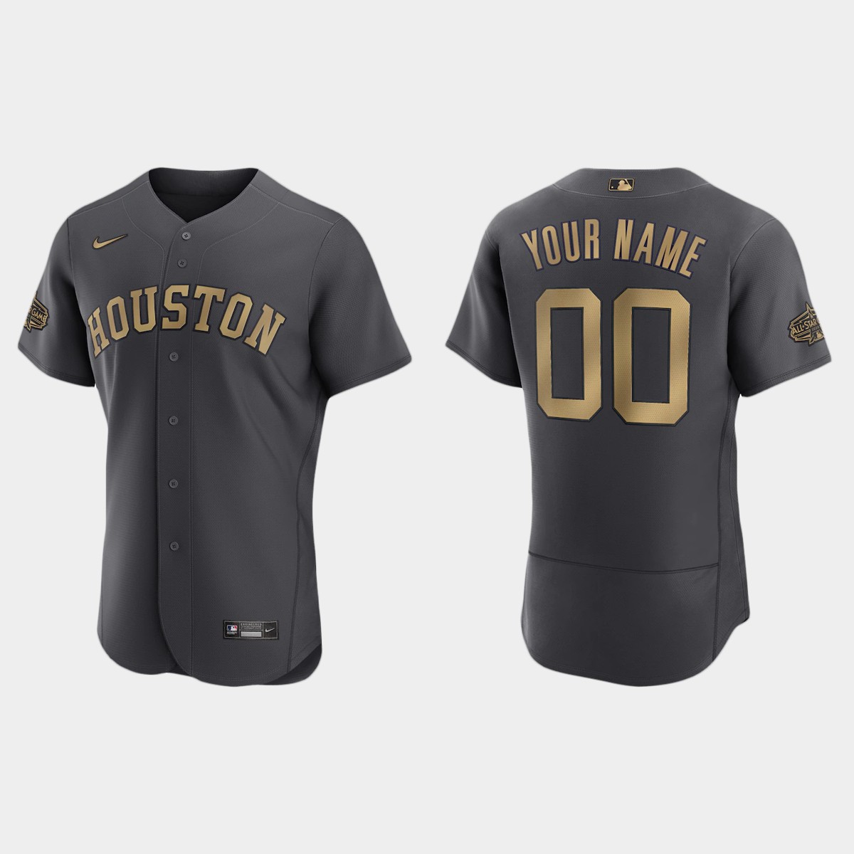 Custom Houston Astros 2022 MLB All-Star Game Jersey - Charcoal