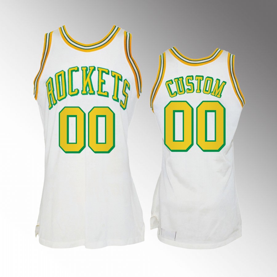 Custom Houston Rockets #00 White Jersey Heritage 1996-1971