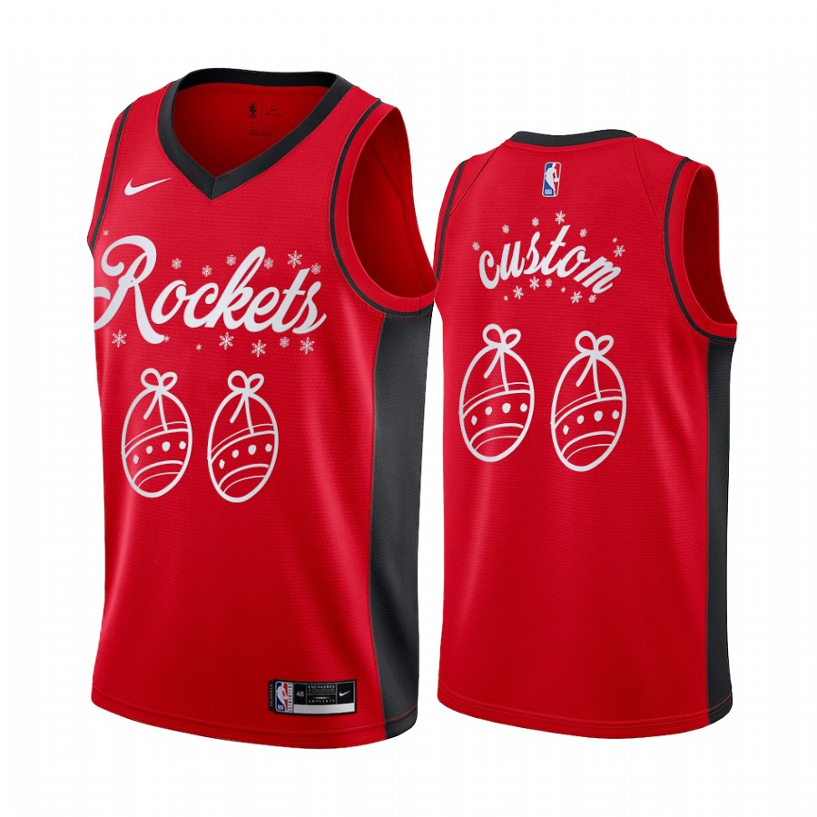 Custom Houston Rockets 2020 Christmas Night Red Jersey Festive Special Edition