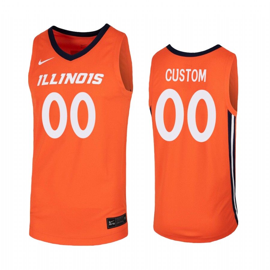 Custom Illinois Fighting Illini Orange Jersey  College