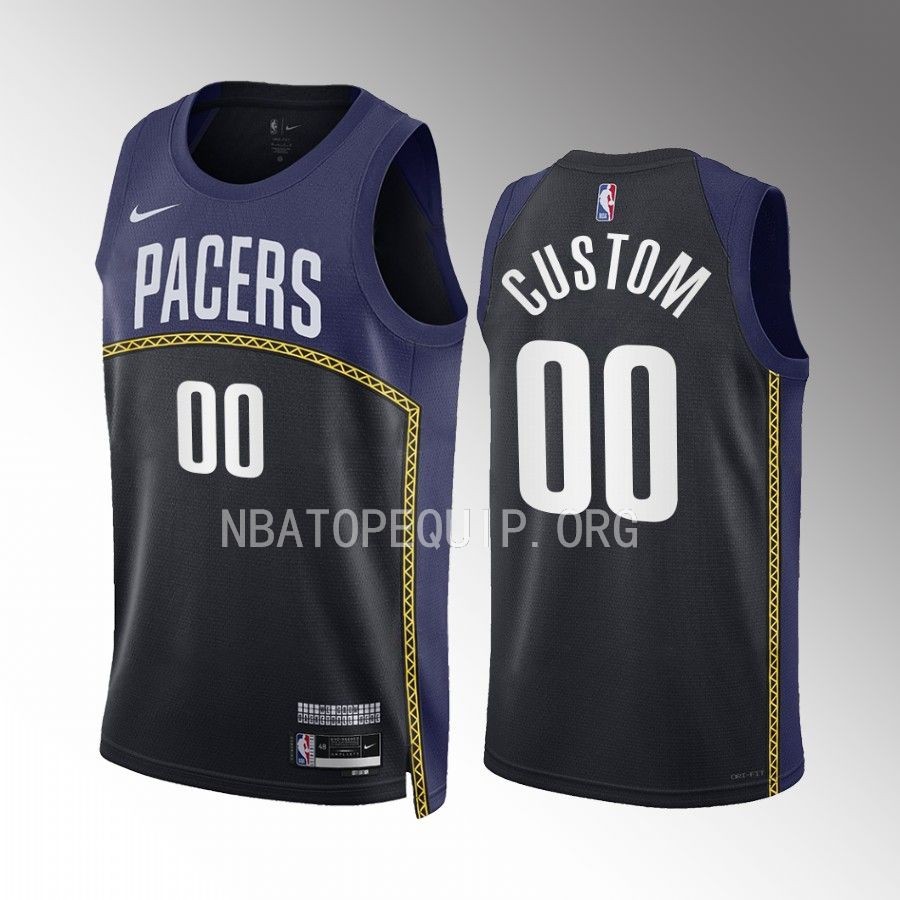 Custom Indiana Pacers 2022-23 City Edition Black Navy #00 Jersey Swingman