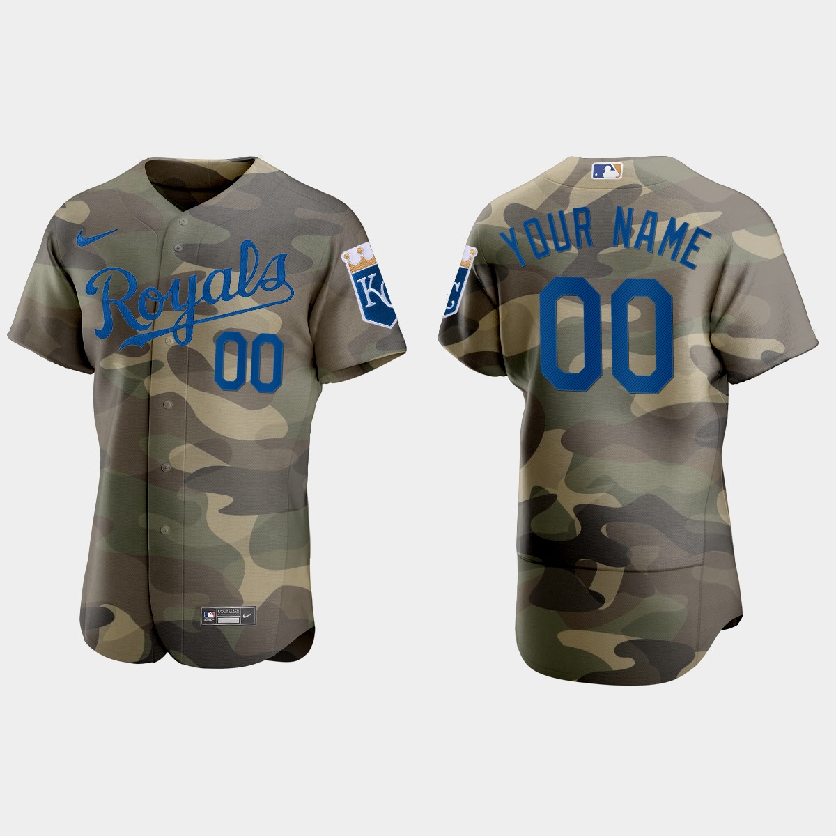 Custom Kansas City Royals 2021 National Armed Forces Day Jersey - Camo