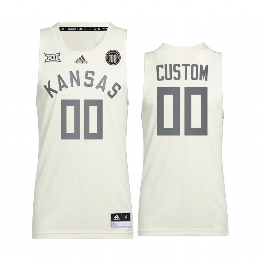 Custom Kansas Jayhawks White Jersey 2022 100 Anniversary of 1922 Helms National Champs Retro