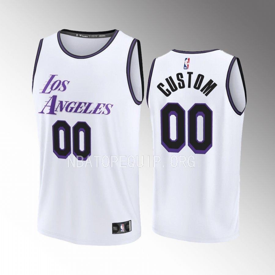 Custom Lakers #00 White Jersey Fast Break Fastbreak 2022-23 City Edition