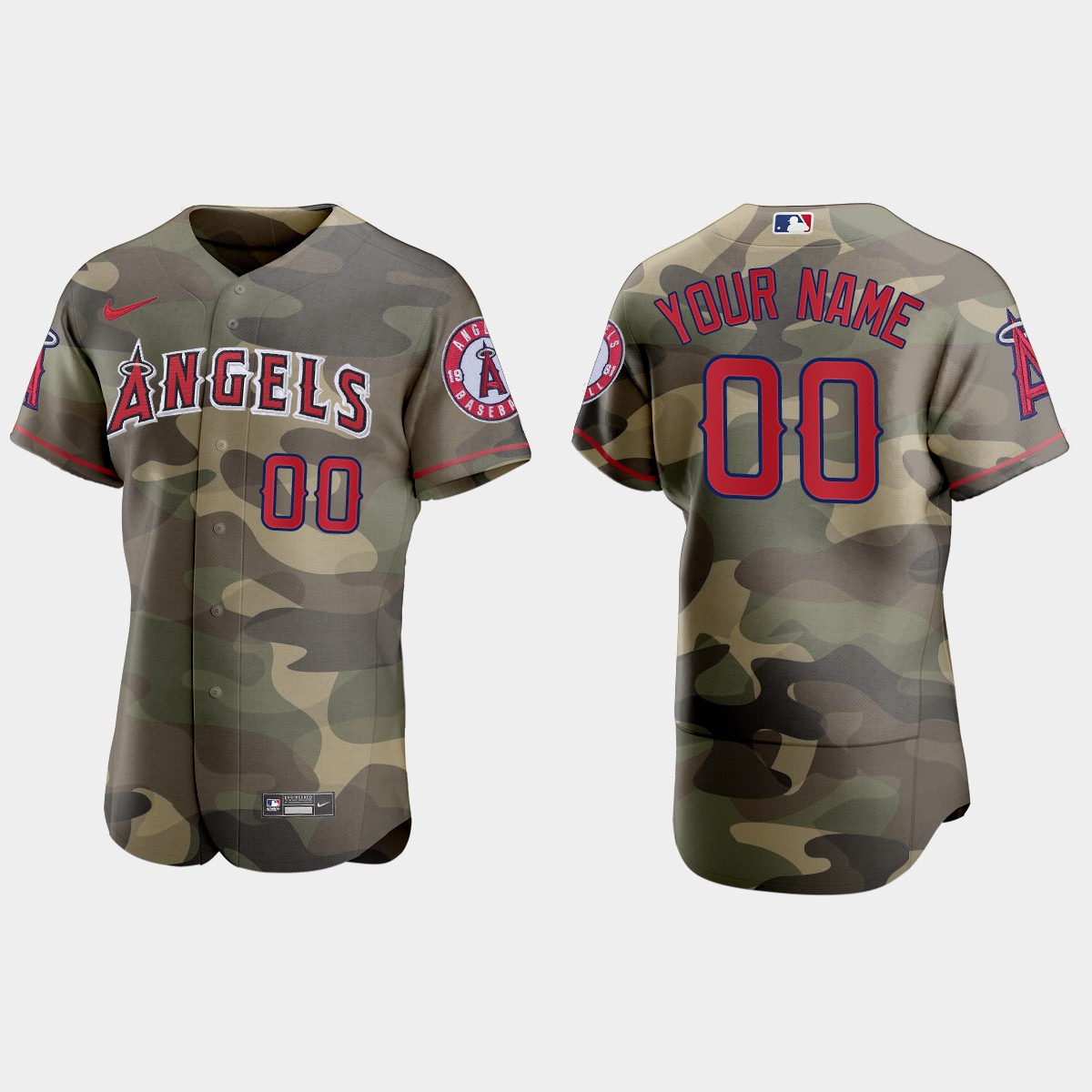 Custom Los Angeles Angels 2021 National Armed Forces Day Jersey - Camo