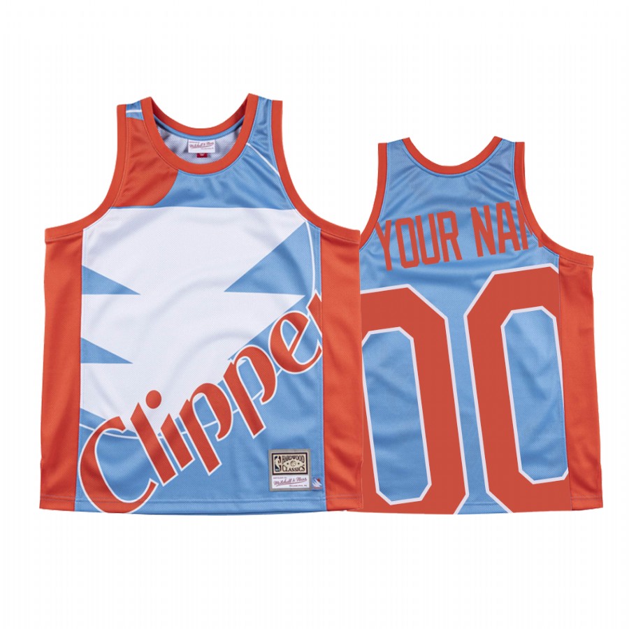 Custom Los Angeles Clippers Hardwood Classics Blue Big Face #00 Jersey