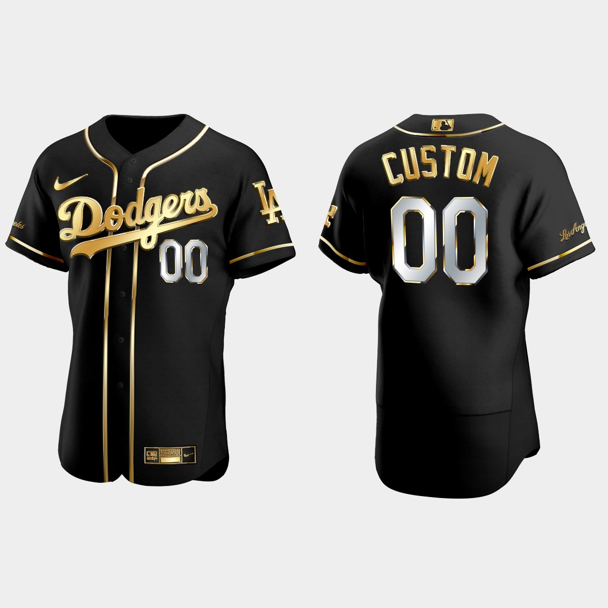 Custom Los Angeles Dodgers 2021 Gold Program Golden Jersey - Black