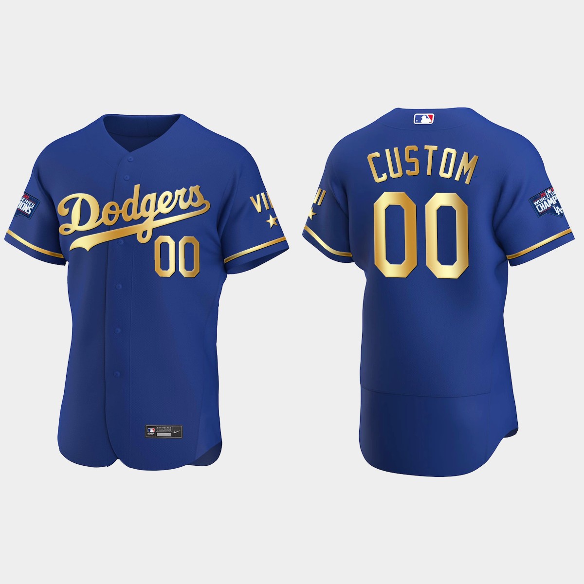 Custom Los Angeles Dodgers 2021 Gold Program World Series Champions Jersey - Royal
