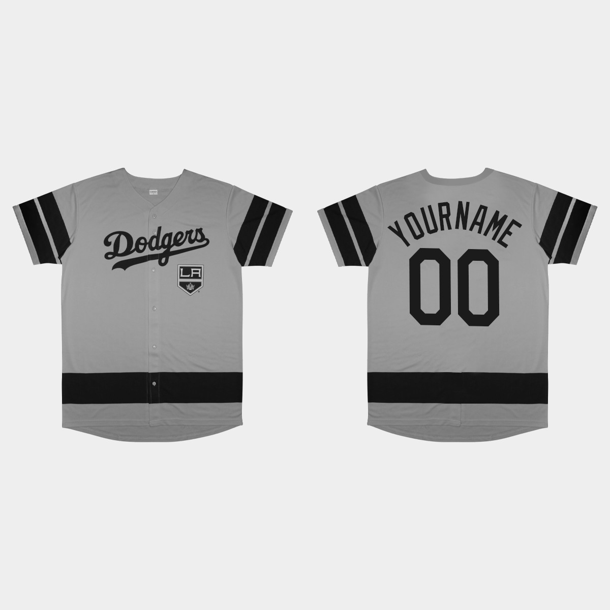 Custom Los Angeles Dodgers 2022 LA Kings Night Jersey - Gray