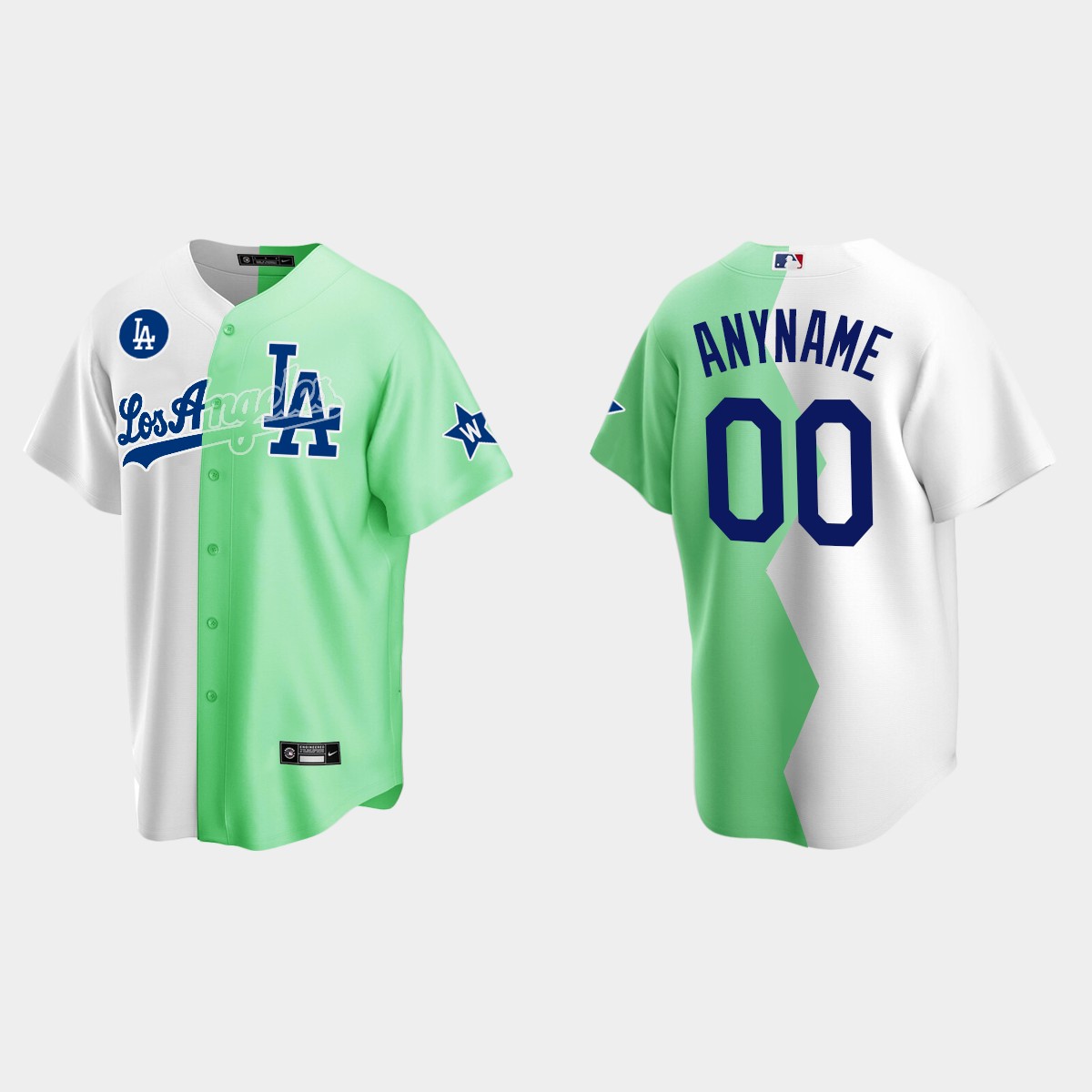 Custom Los Angeles Dodgers 2022 MLB All-Star Celebrity Softball Game Split Jersey - White Green