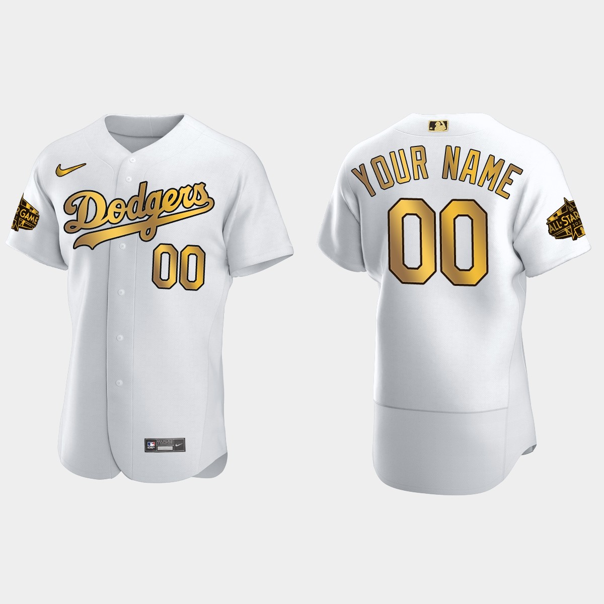 Custom Los Angeles Dodgers 2022 MLB All-Star Game Jersey - White Gold