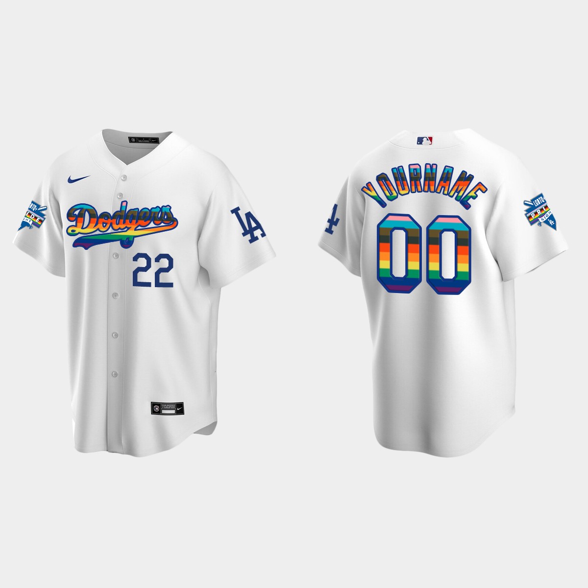 Custom Los Angeles Dodgers 2022 Pride Night LGBTQ Jersey - White