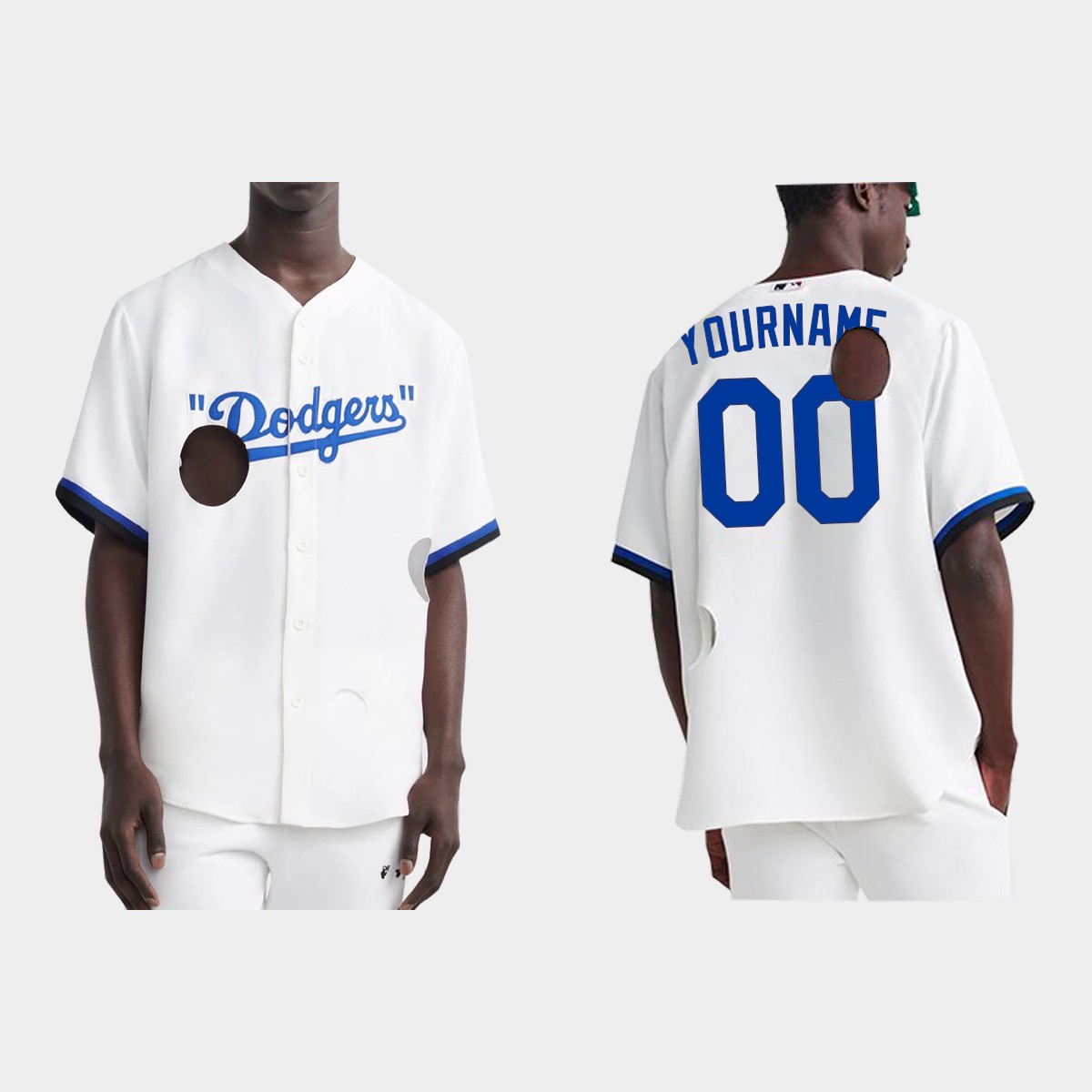 Custom Los Angeles Dodgers Meteor Holes Jersey - White