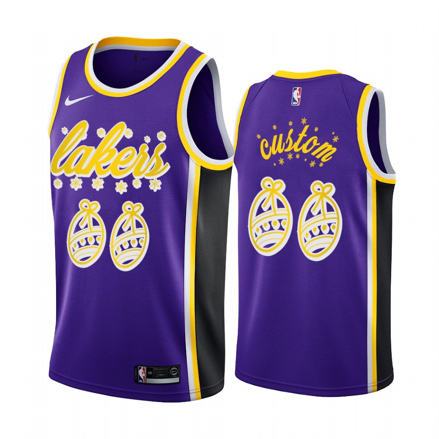 Custom Los Angeles Lakers 2020 Christmas Night Purple Jersey Festive Special Edition