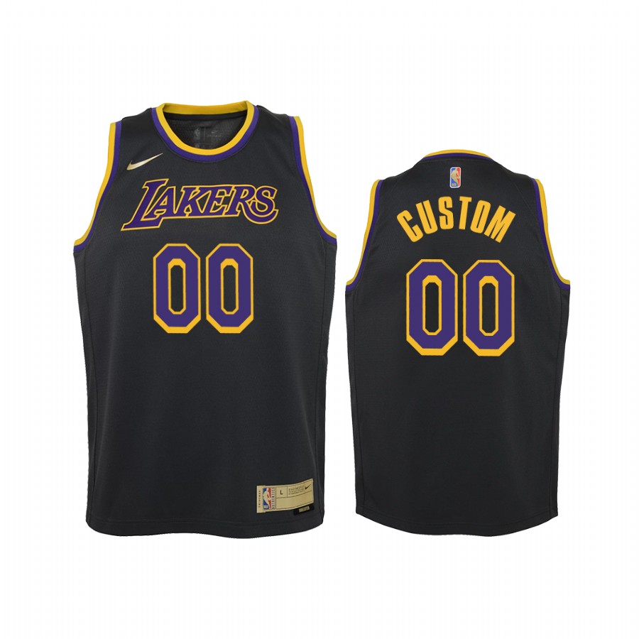 Custom Los Angeles Lakers 2021 Earned Edition Black Youth Jersey - Swingman