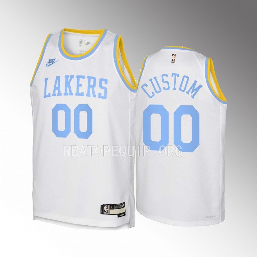 Custom Los Angeles Lakers 2022-23 Classic Edition White Youth Jersey - Swingman
