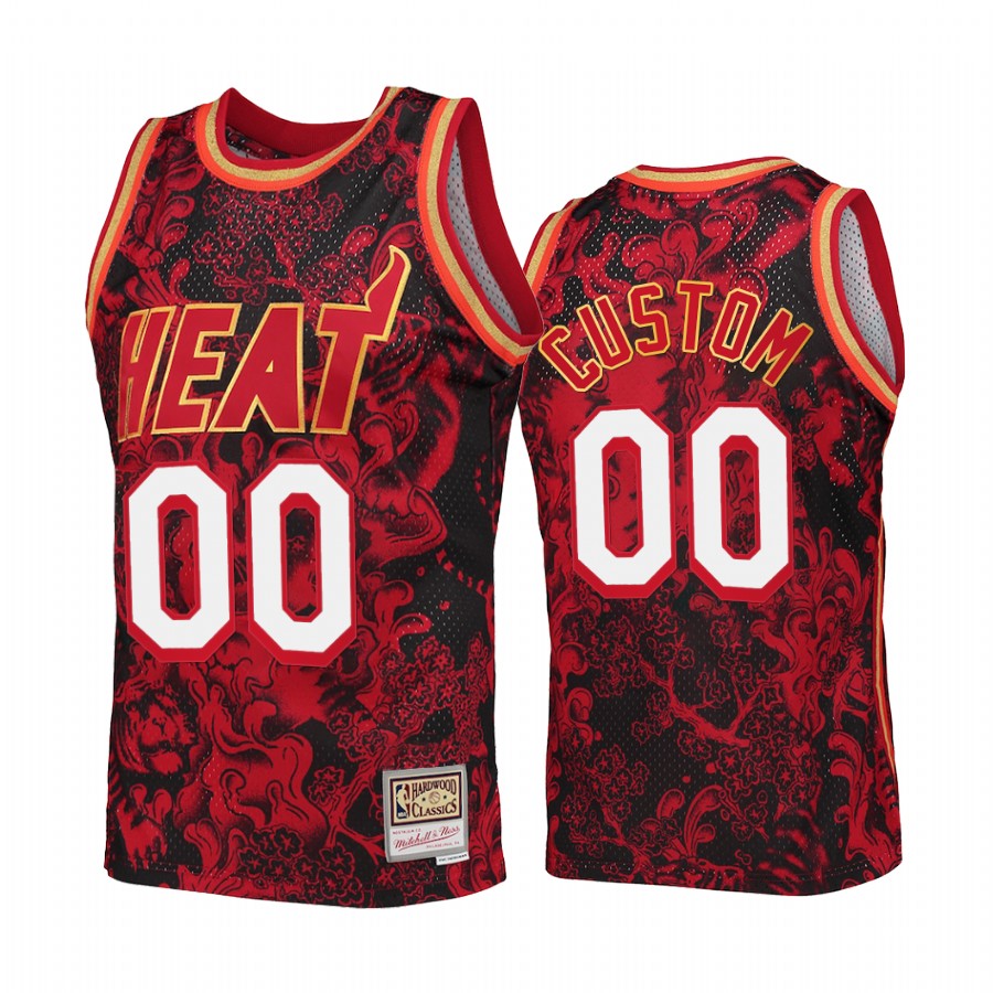 Custom Lunar New Year 2022 Miami Heat Red Jersey Mitchell Ness