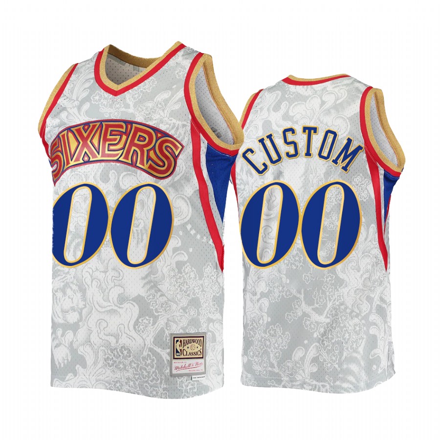 Custom Lunar New Year 2022 Philadelphia 76ers White Jersey Hardwood Classics