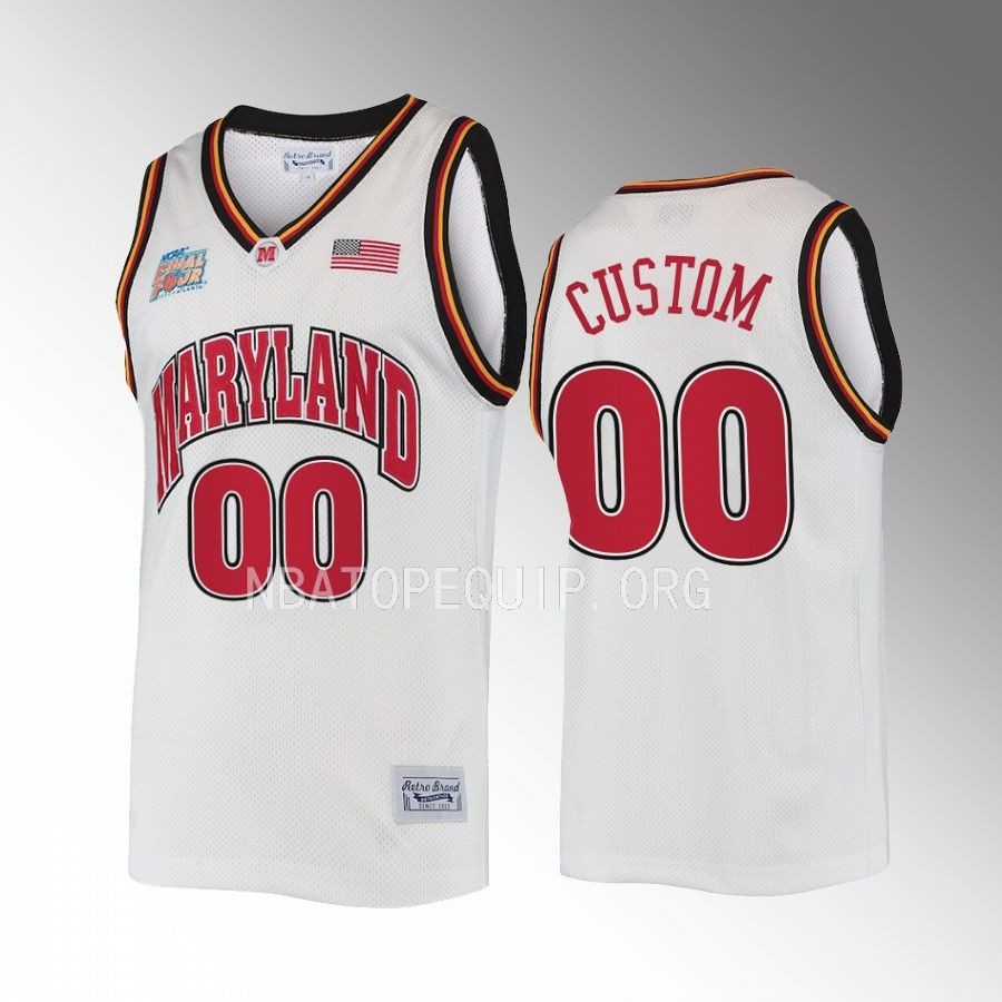 Custom Maryland Terrapins White Jersey 2022-23 Classic Commemorative Retro Final 4