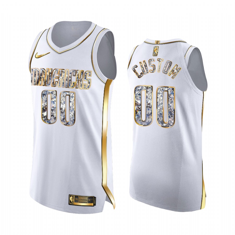 Custom Mavericks #00 2022 NBA Playoffs Jersey White Diamond Edition
