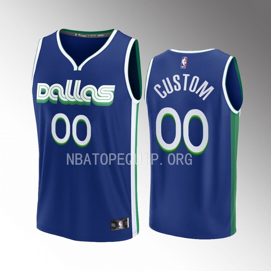 Custom Mavericks #00 Blue Jersey Fast Break Fastbreak 2022-23 City Edition
