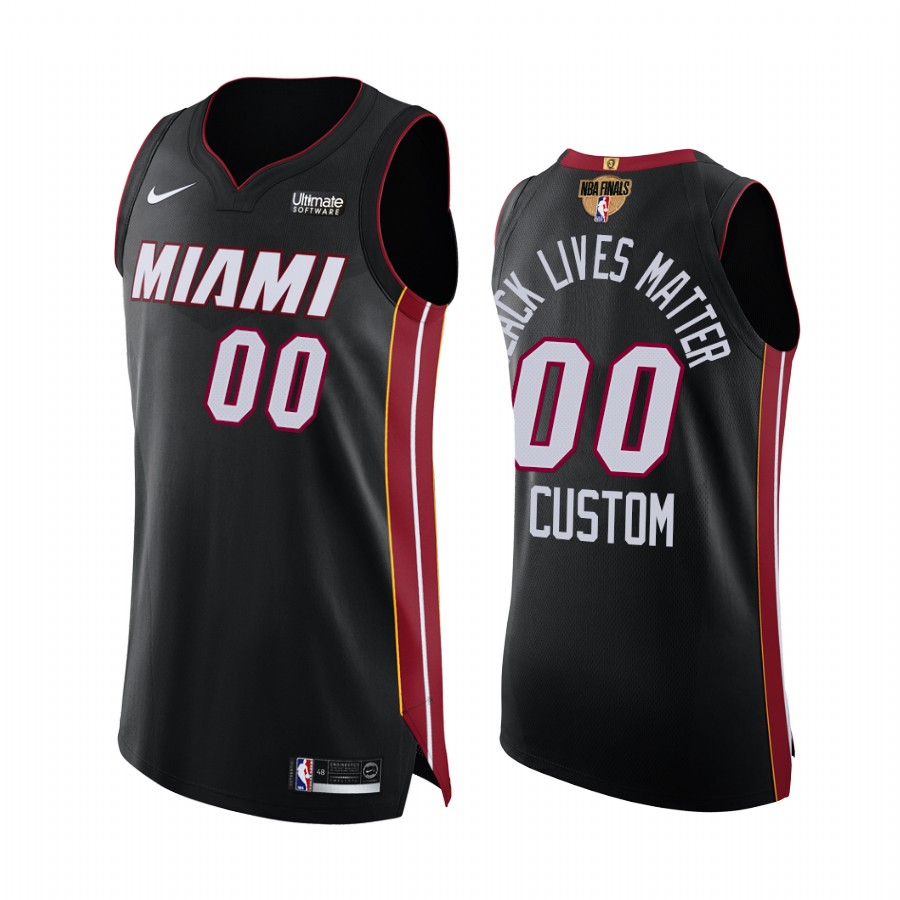 Custom Miami Heat 2020 NBA Finals G1 Black Jersey Social justice