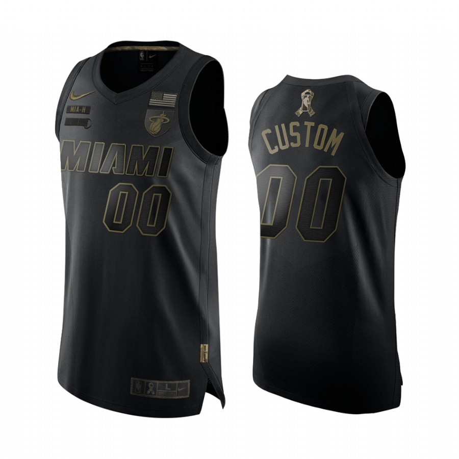 Custom Miami Heat 2020 Salute To Service Black Limited Jersey