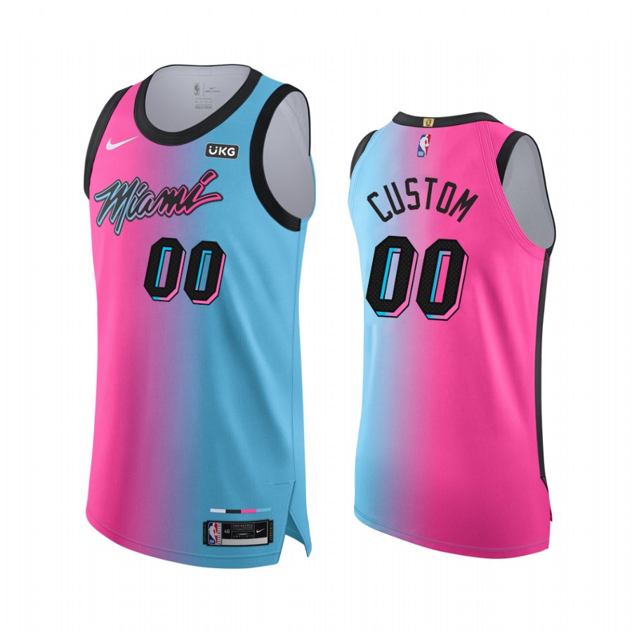 Custom Miami Heat Blue Pink Viceversa 2020-21 Jersey City Edition