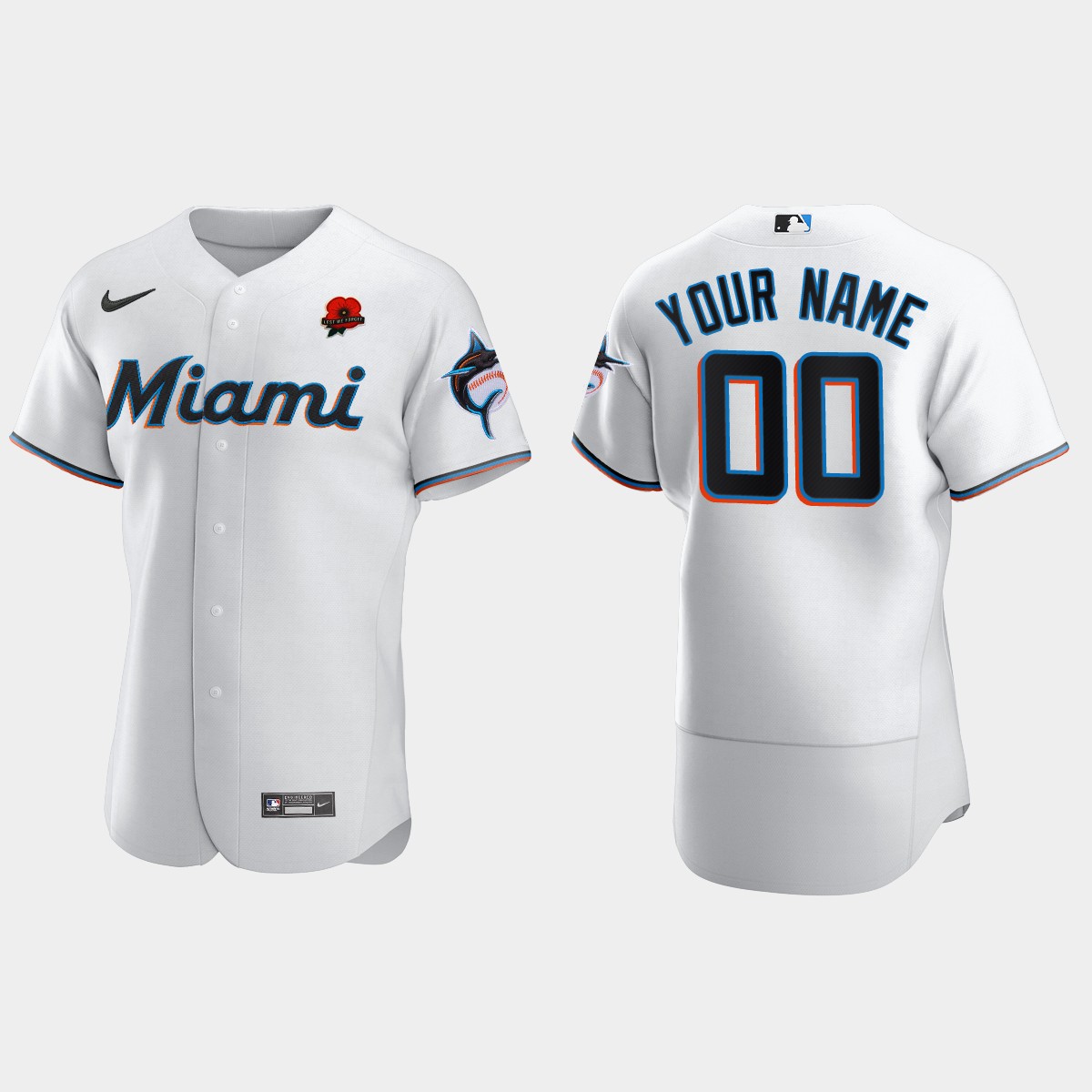 Custom Miami Marlins 2021 Memorial Day Jersey - White