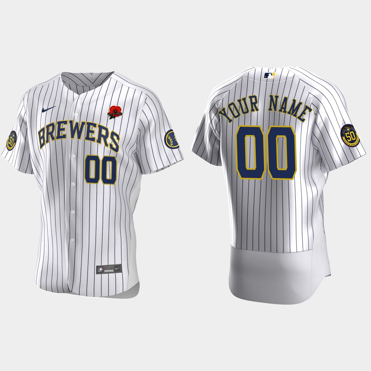Custom Milwaukee Brewers 2021 Memorial Day Jersey - White