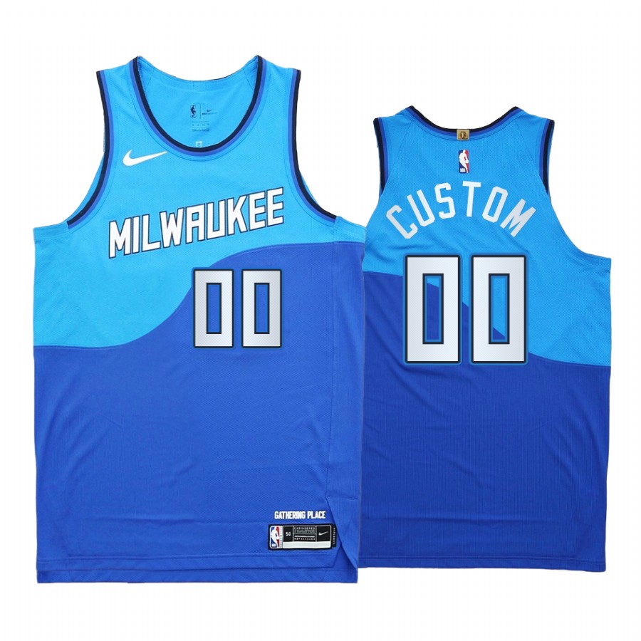 Custom Milwaukee Bucks Blue City Edition 2020-21 Jersey New Uniform