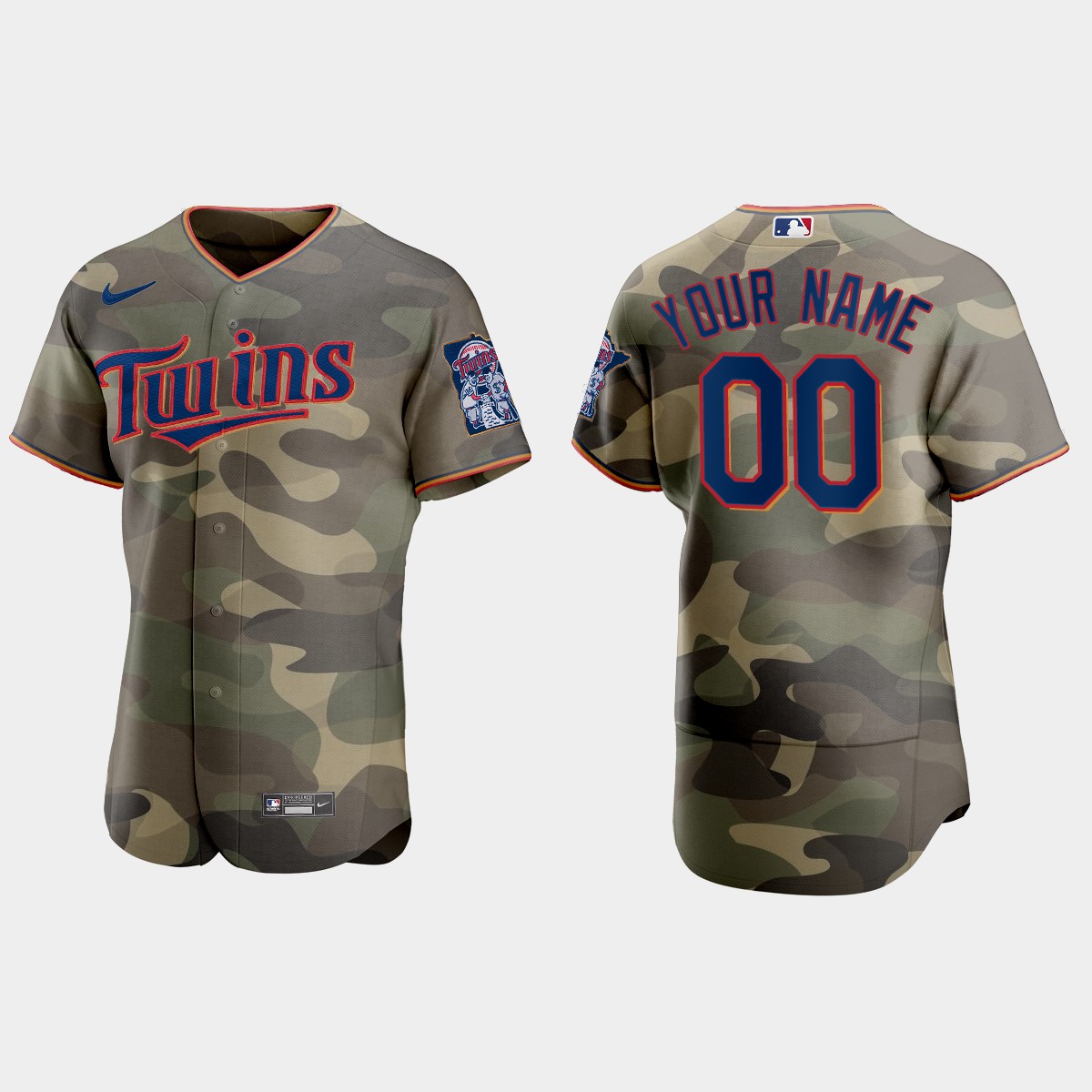 Custom Minnesota Twins 2021 National Armed Forces Day Jersey - Camo