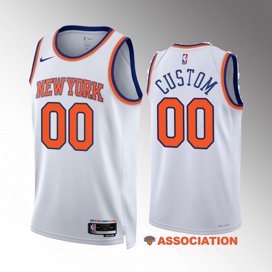 Custom New York Knicks #00 White Jersey 2022-23 Association Edition Swingman